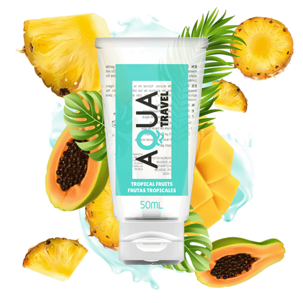 AQUA TRAVEL - TROPINIŲ VAISIŲ SKONIO VANDENS PAGRINDO LUBRIKANTAS - 50 ML - Image 2